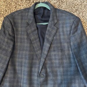 100% cashmere John W Nordstrom Men's blue Plaid Blazer 48R